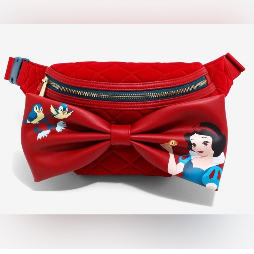 Loungefly Disney Snow White And The Seven Dwarfs Bow Velvet Fanny Pack N…